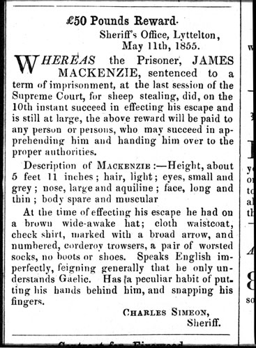 James Mackenzie's reward notice