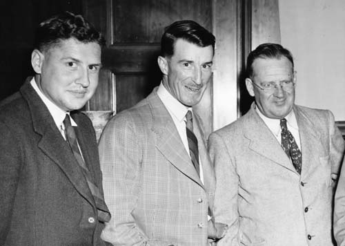 Arthur William Baden Powell (right) with two colleagues, early 1951