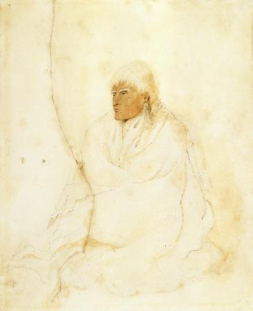 Watercolour portrait of Te Rauparaha about 1842