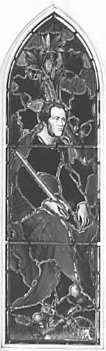 Stained glass window depicting Matiaha Tiramōrehu