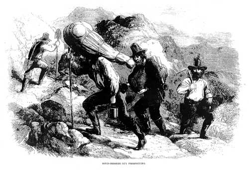 Gold miners on a trail