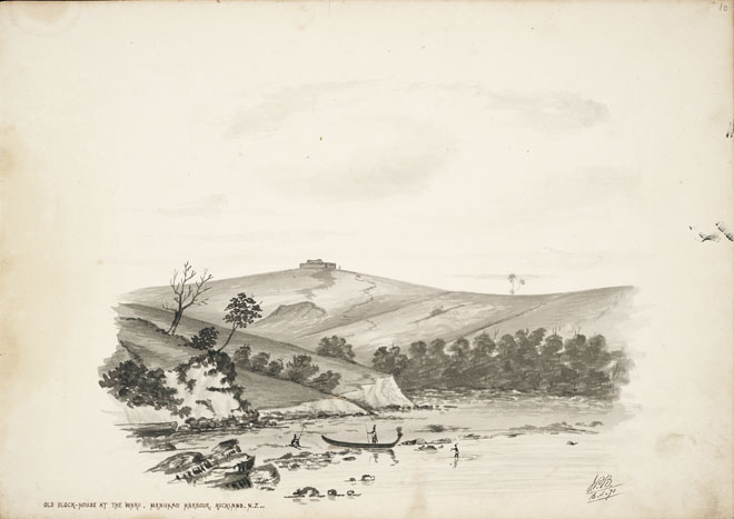 ‘Old blockhouse at the Whau, Manukau Harbour’