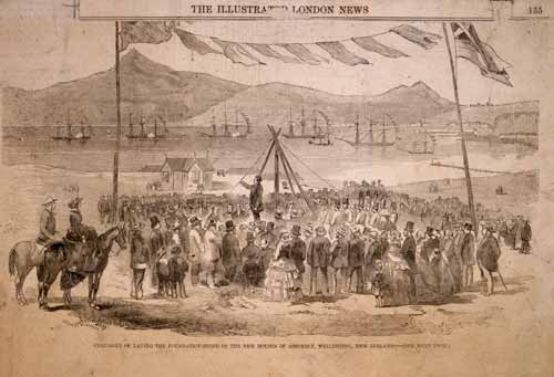 Laying of foundation stone, Wellington Houses of
    Assembly