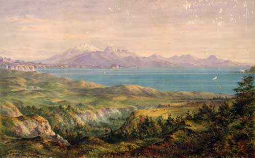 Lake Taupō and volcanic peaks