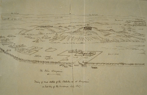 Whanganui settlement and its stockades, 1847