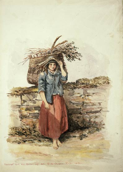 Young woman gathering fuel