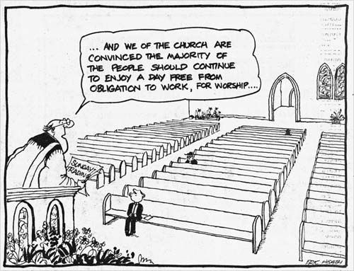 Sunday trading cartoon, 1989