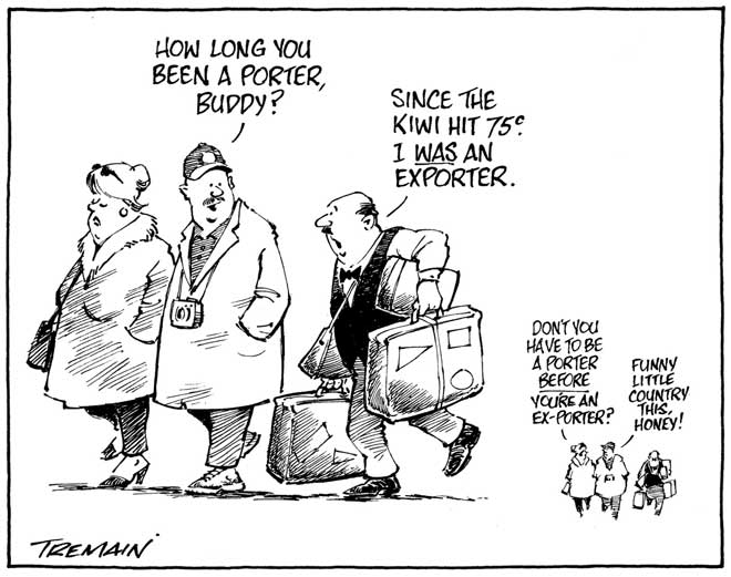Cartoon on the high Kiwi dollar