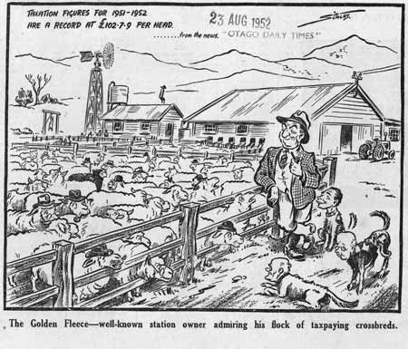 Cartoon of Sid Holland, 1952
