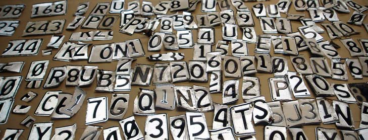 Stolen parts of number plates