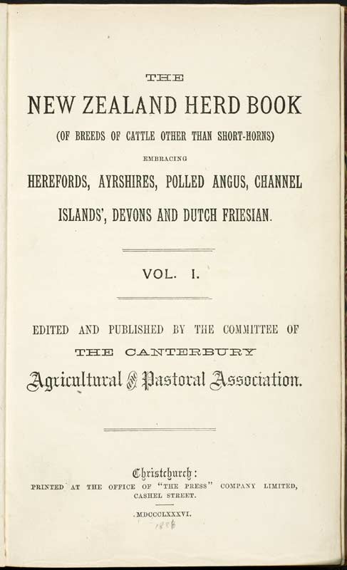The New Zealand Herd Book, 1886