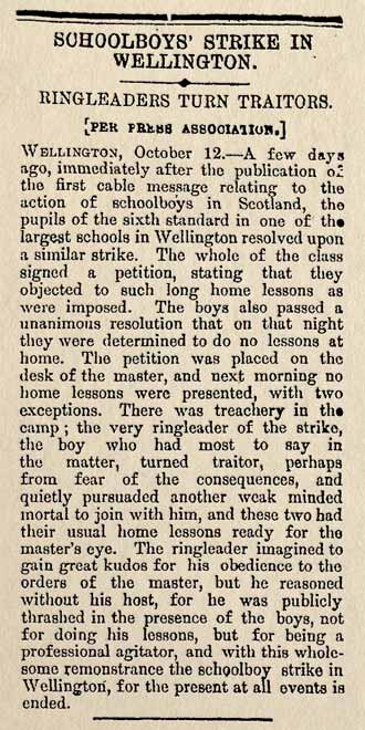 Schoolboys’ strike in Wellington