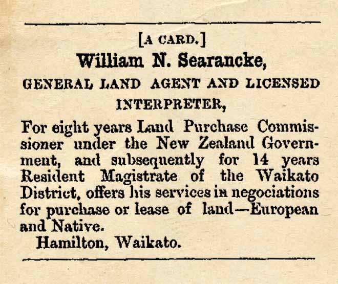 Advertisement for a land agent