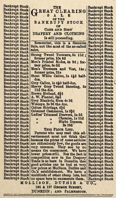 Sale of bankrupt stock