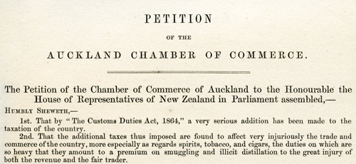 Petition of the Auckland Chamber of Commerce, 1865