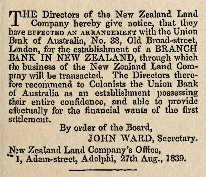 The first bank in New Zealand
