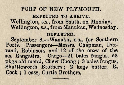 Shipments of Taranaki wool