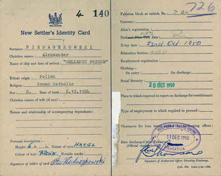 A new settler’s identity card 