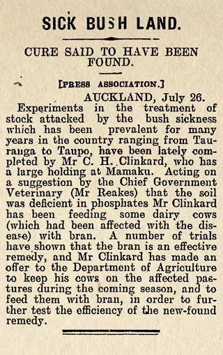 Apparent bush sickness cure