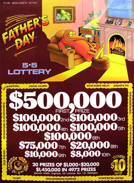 Kiwi as symbol: lotteries poster, 1970s 