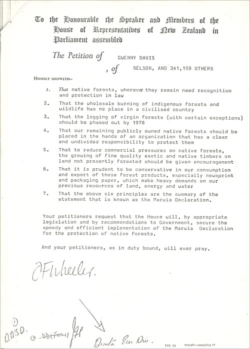 The Maruia Declaration petition