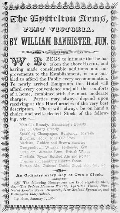 Lyttelton Arms Hotel advertisement