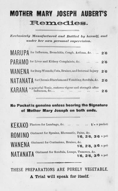 Mary Joseph Aubert’s remedies