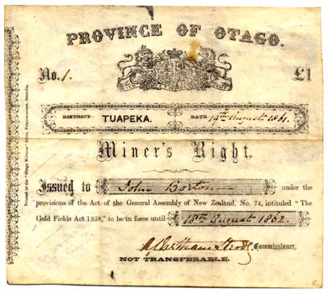 First miner’s right 