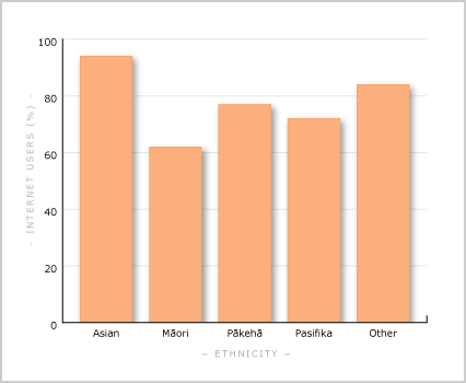 Internet use by ethnicity, 2007
