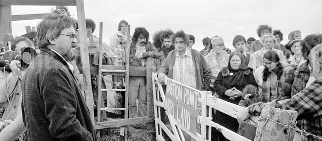 Land activist Joe Hawke and followers at Bastion Point, 1978