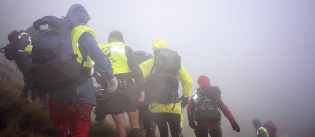 A search and rescue team at work