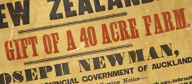 From an 1858 poster offering land in New Zealand to UK emigrants