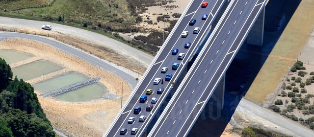 Traffic queuing on the  Northern Gateway toll road