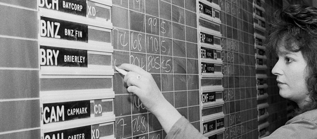 Wellington Stock Exchange chalkie, 1989