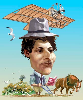 Cartoon of aviator Richard Pearse