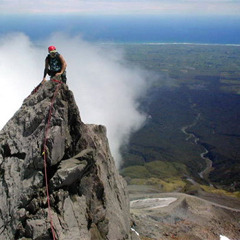 Rock climbing on Taranaki Maunga
