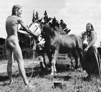 Three residents enjoy the relaxed atmosphere of life at Wilderland in the early 1970s