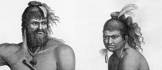 French portrait of Māori man and boy