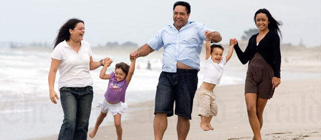 A blended family: John and Noelene, with his daughter, her daughter and their son