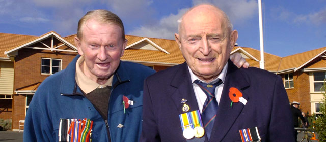 Ralph Caradus and Phil Smith at the Montecillo veterans' home, Dunedin, 2009