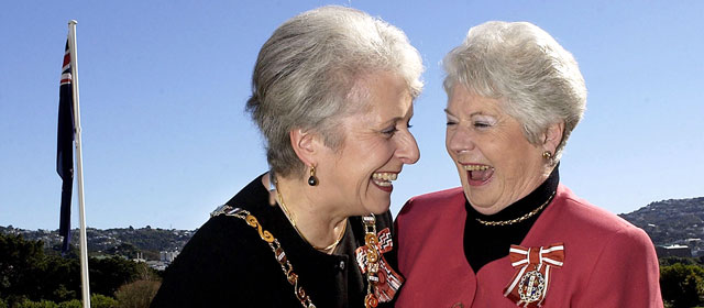 Governor-General Dame Silvia Cartwright and former governor-general Dame Catherine Tizard, 2002