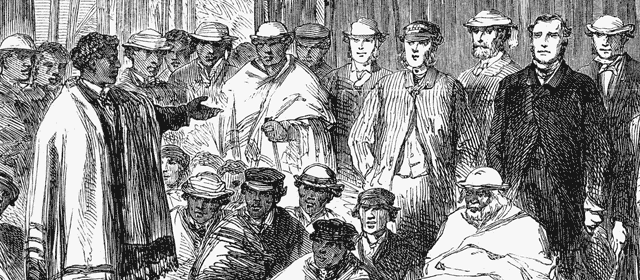 A meeting of settlers and Māori with government land agent Donald McLean, Hawke's Bay, 1863