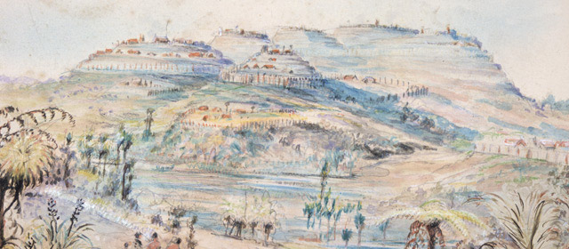 Māori settlement, Bay of Islands, about 1835