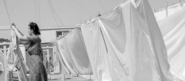 Rooftop washing line, Wellington, 1943