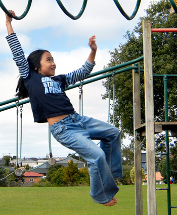 A Kelston Primary School pupil playing, 2007