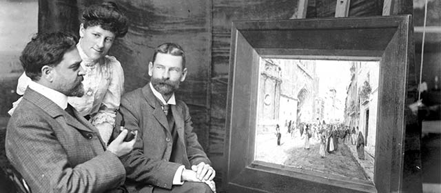 Charles Baeyertz, editor of the <em>Triad</em>, artist Charles Worsley and Worsley's wife Beatrice