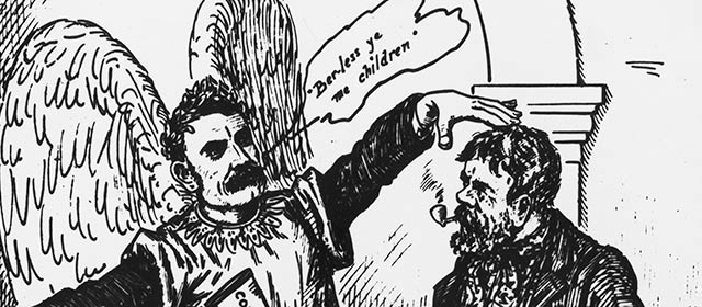 William Pember Reeves arbitration cartoon, 1894
