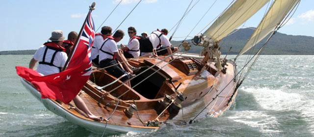 The classic yacht Tawera heads out into Auckland Harbour