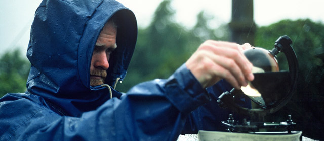 A ranger checks a radiometer at Aoraki/Mt Cook National Park