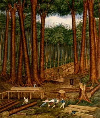 Milling kauri, 1839, by Charles Heaphy